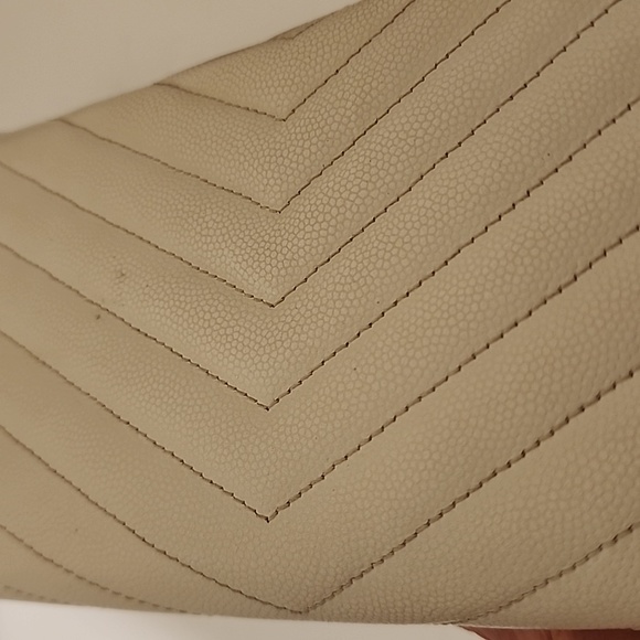 YSL Cloud Gray Caviar Flap Crossbody Large Purse Clutch WOC + Box - Picture 12 of 16